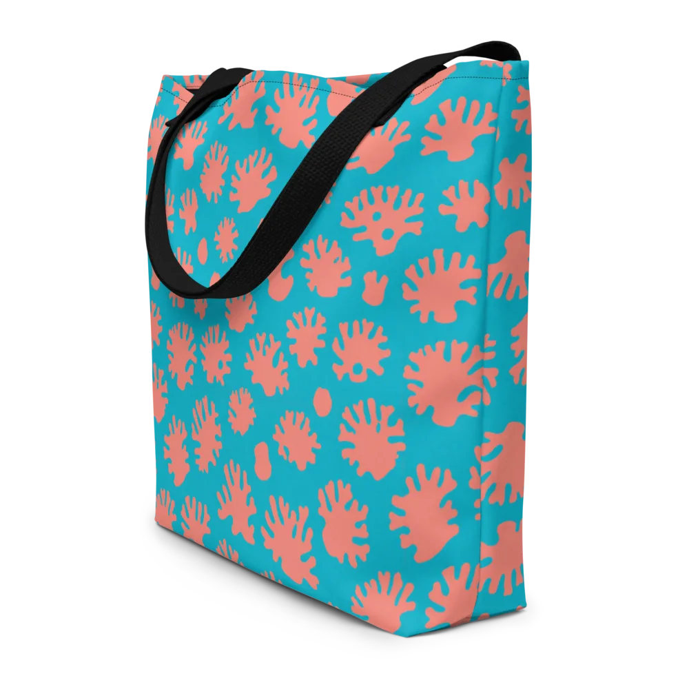 Coral Pop on Large Tote Bag W/ Pocket — Front