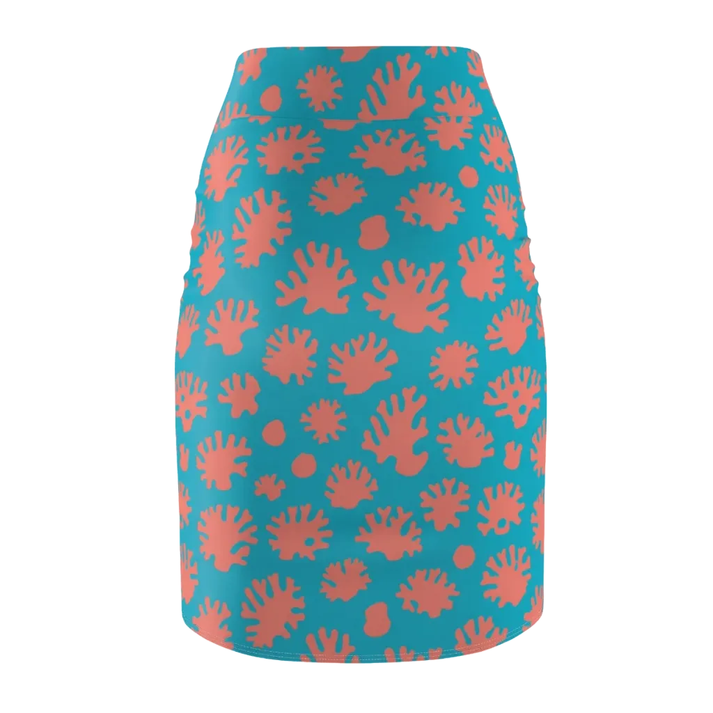 Coral Pop on Pencil Skirt — Back