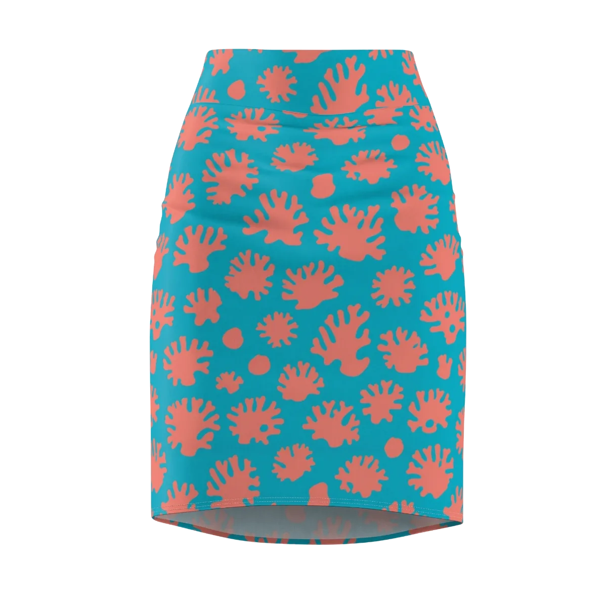 Coral Pop on Pencil Skirt — Front