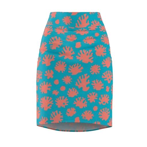 Coral Pop on a Pencil Skirt