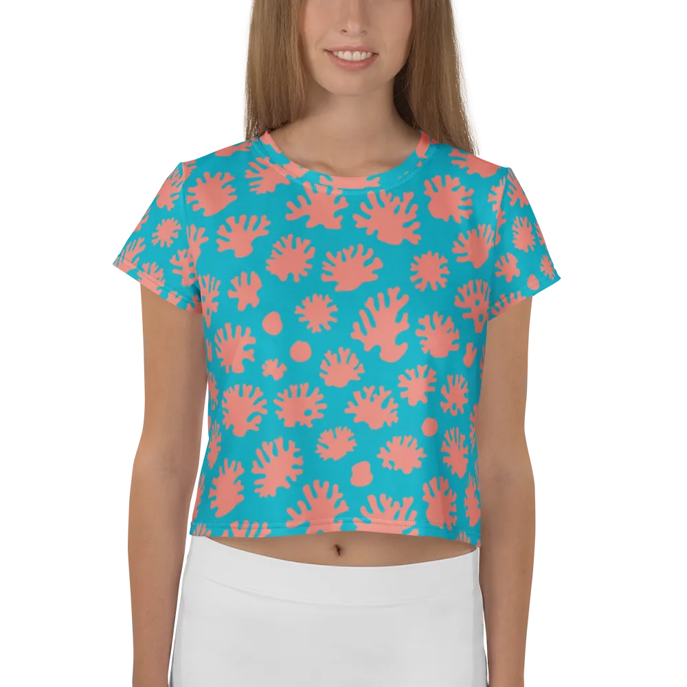 Coral Pop on Crop Tee — Front