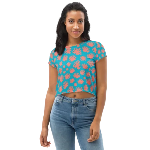 Coral Pop on a Crop Tee