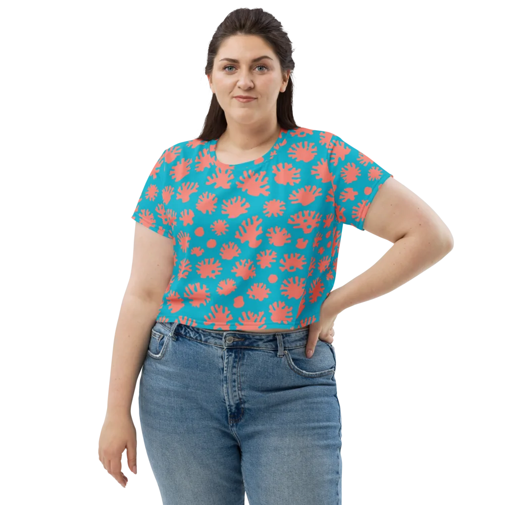 Coral Pop on Crop Tee — Front