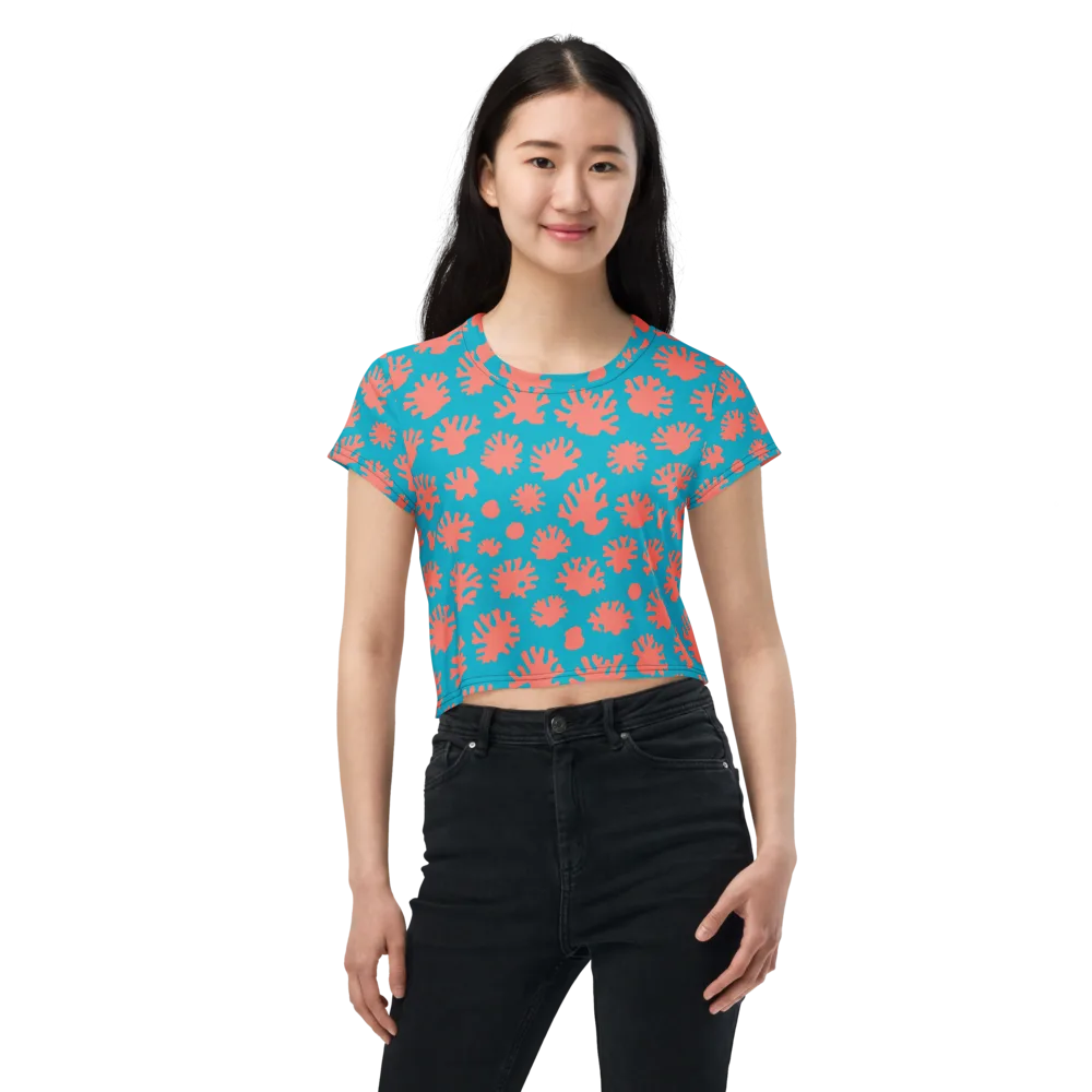 Coral Pop on Crop Tee — Front