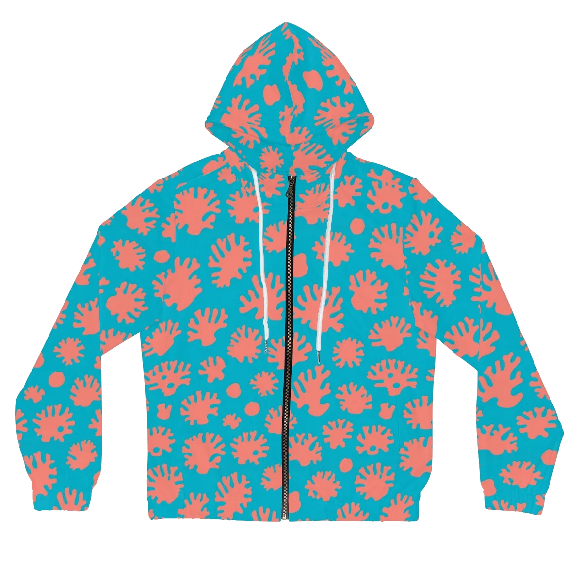 Coral Pop on Women's Full-Zip Hoodie — Front