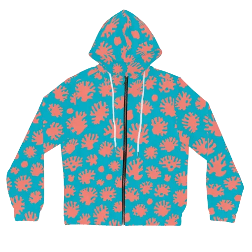 Coral Pop on a Women's Full-Zip Hoodie