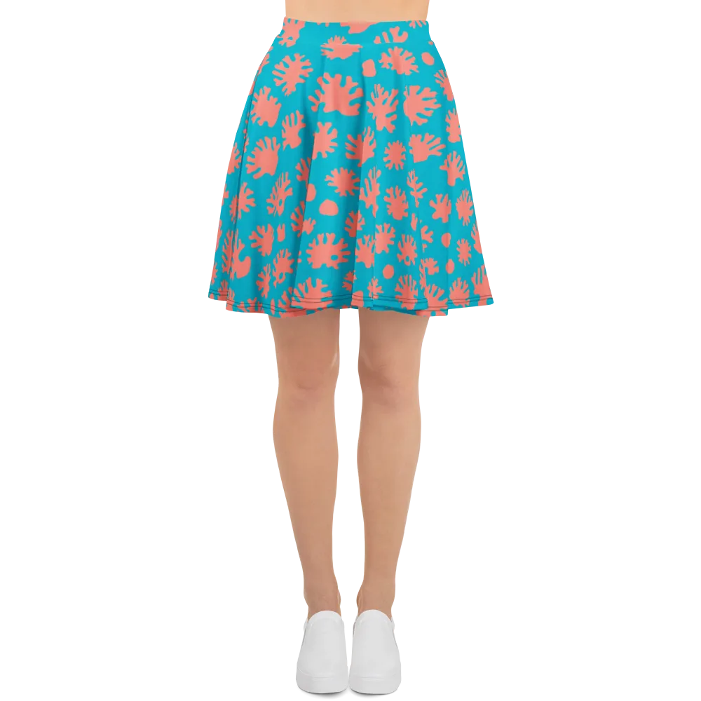 Coral Pop on Skater Skirt — Front