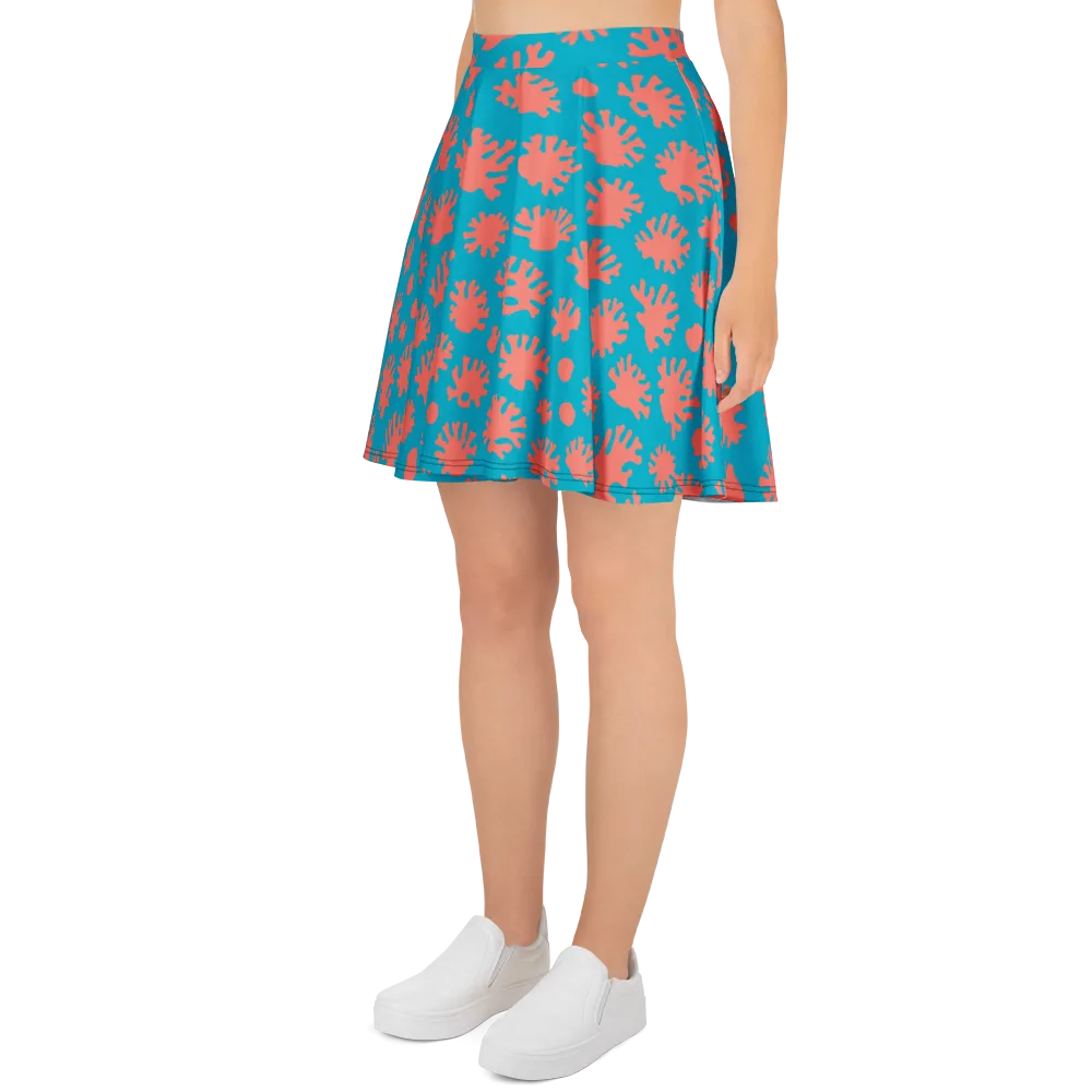 Coral Pop on Skater Skirt — Left
