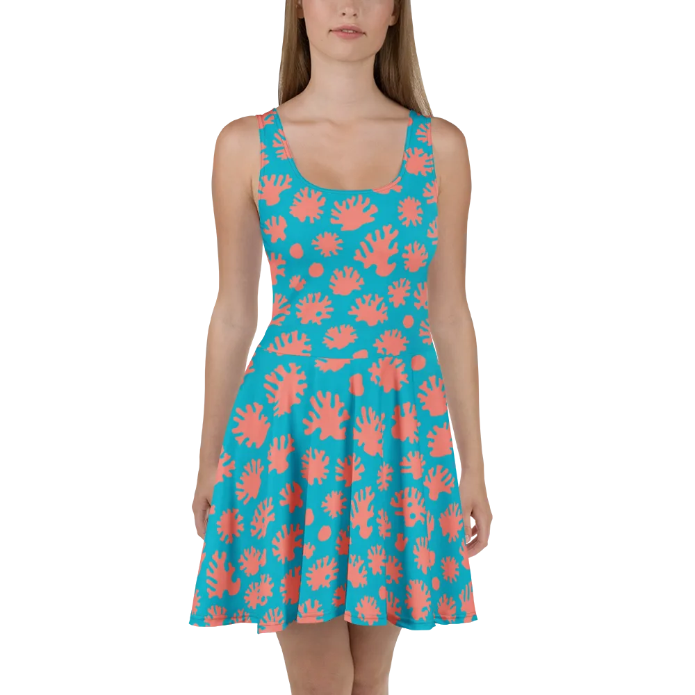 Coral Pop on Skater Dress — Front