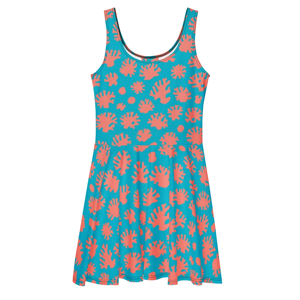 Coral Pop on Skater Dress — Front