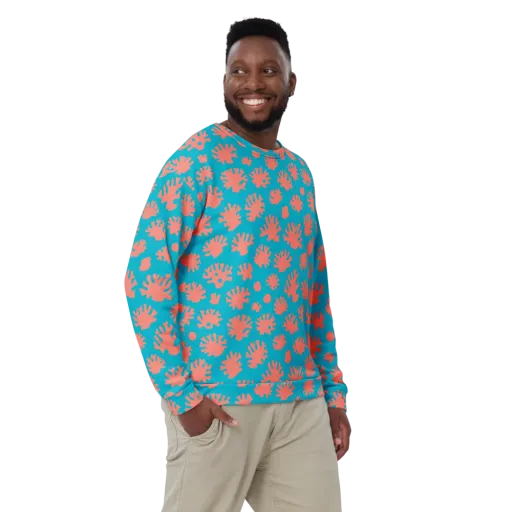 Coral Pop on a Sweatshirt