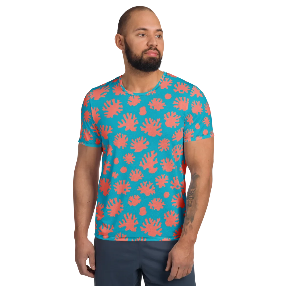 Coral Pop on Men's Athletic T-Shirt — Front