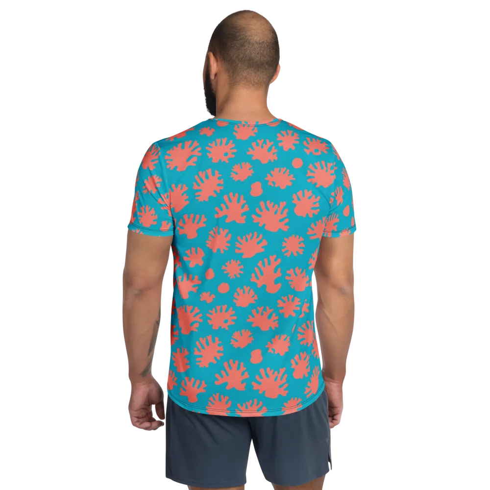 Coral Pop on Men's Athletic T-Shirt — Back