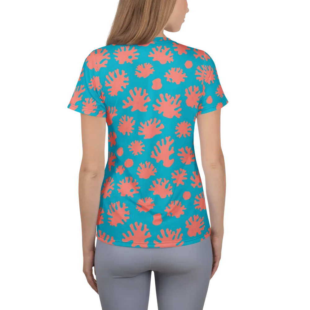 Coral Pop on Women's Athletic T-Shirt — Back