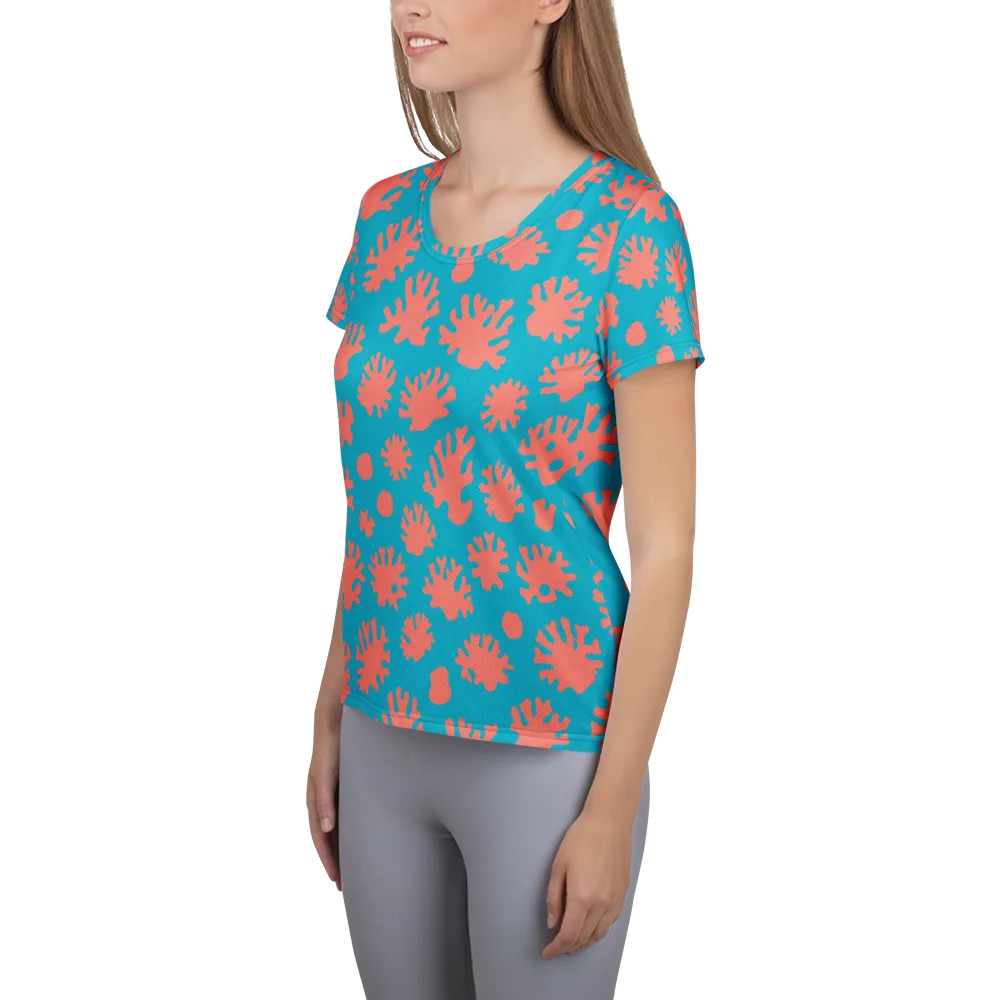 Coral Pop on Women's Athletic T-Shirt — Left
