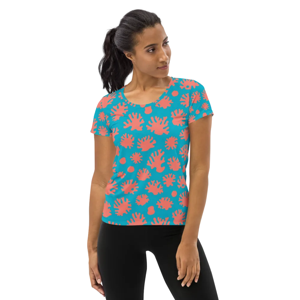 Coral Pop on Women's Athletic T-Shirt — Front