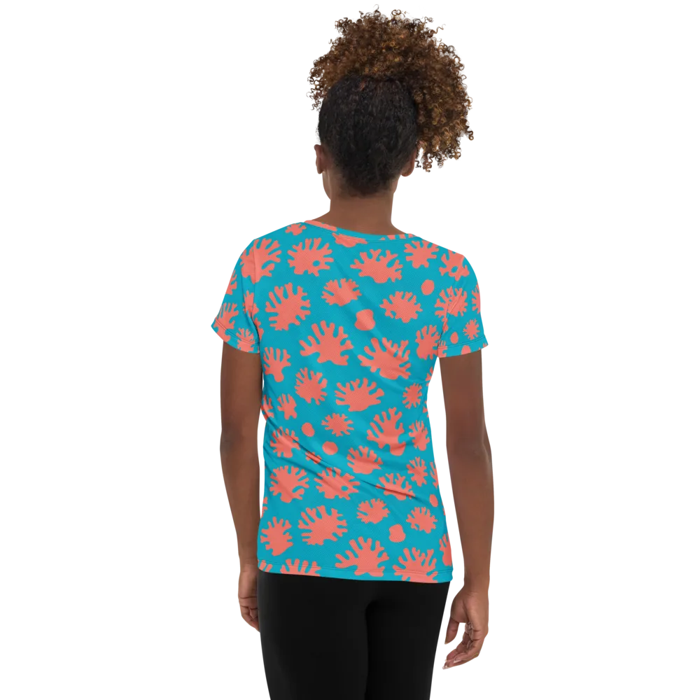 Coral Pop on Women's Athletic T-Shirt — Back