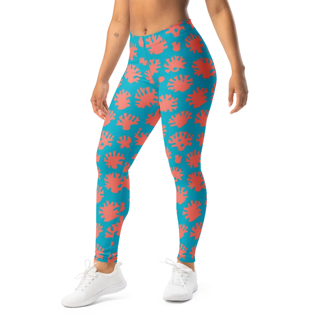 Coral Pop on Leggings — Left Front