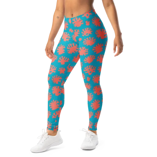 Coral Pop on a Leggings
