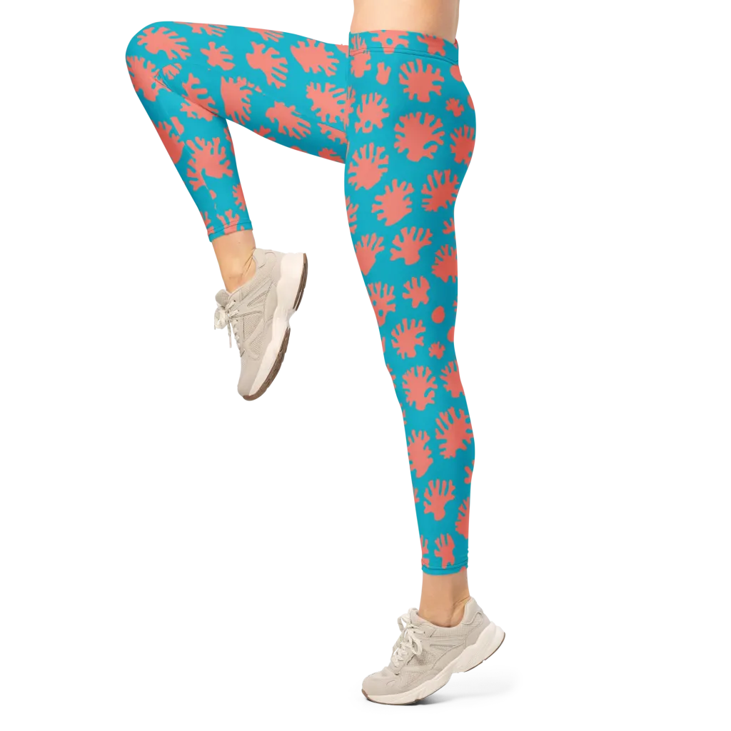 Coral Pop on Leggings — Left