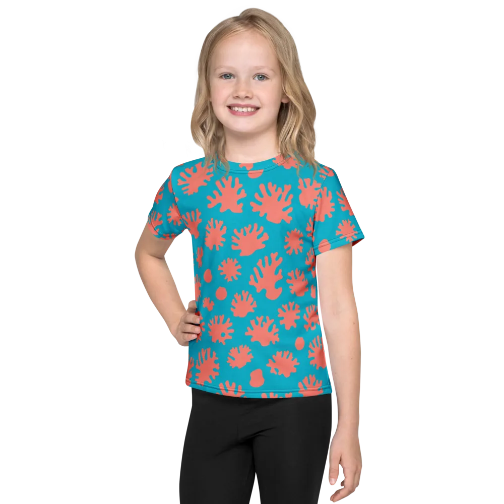 Coral Pop on Kids Crew Neck T-Shirt — Front