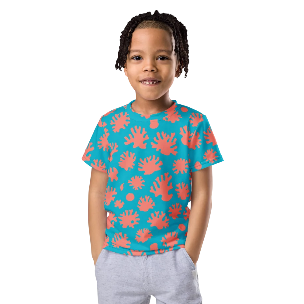 Coral Pop on Kids Crew Neck T-Shirt — Front