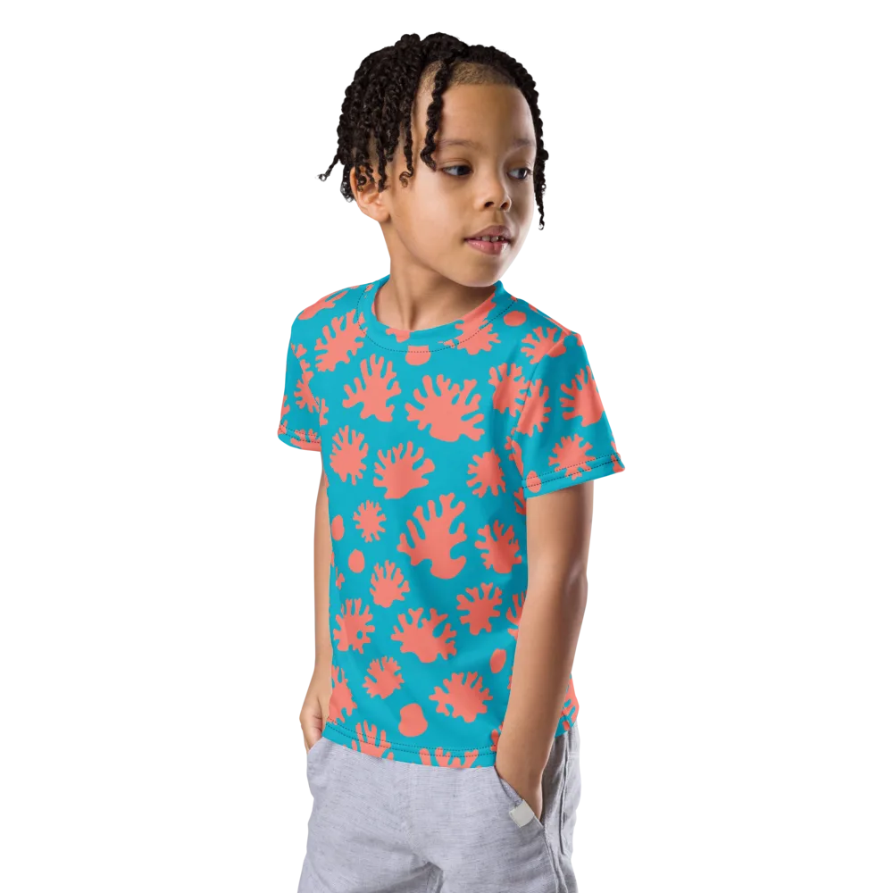 Coral Pop on Kids Crew Neck T-Shirt — Left Front
