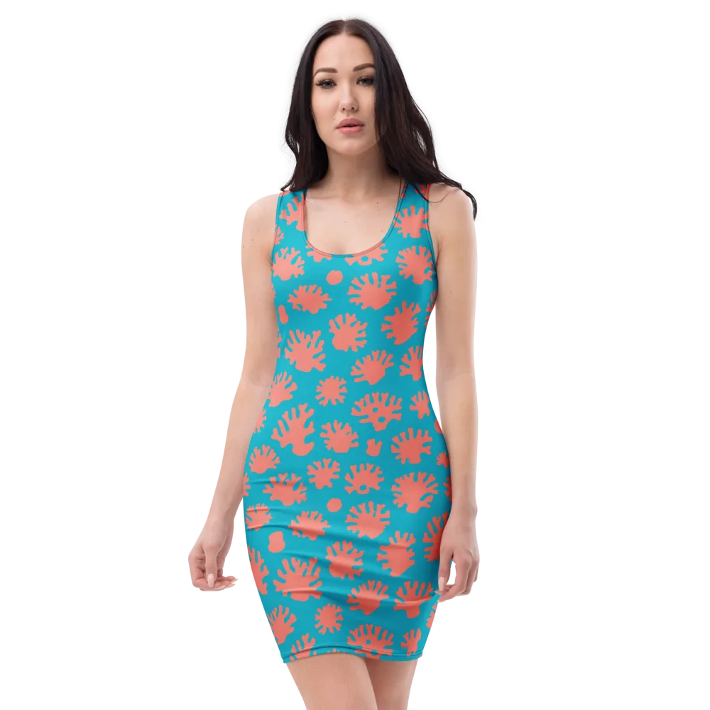 Coral Pop on Bodycon Dress — Front