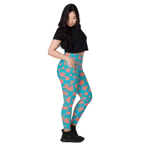 Coral Pop on a Leggings with Pockets