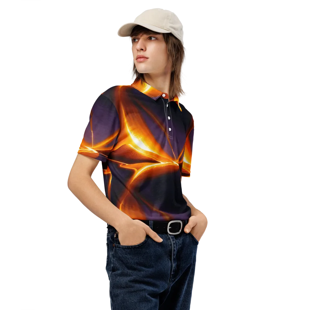 Molten Eclipse on Men's Slim Fit Polo Shirt — Right Front