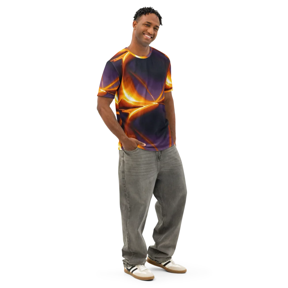 Molten Eclipse on Men's Cotton Crew Neck T-Shirt — Right Front