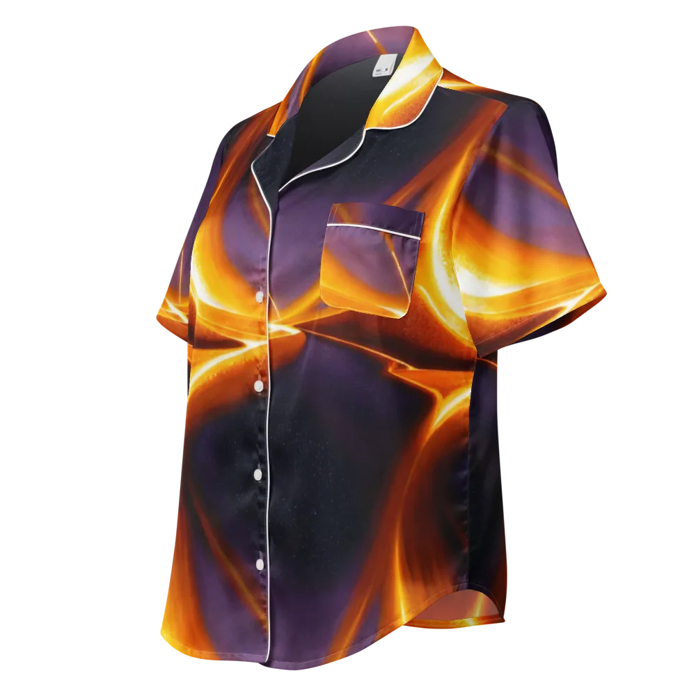 Molten Eclipse on Women's Short Sleeve Pajama Top — Left Front