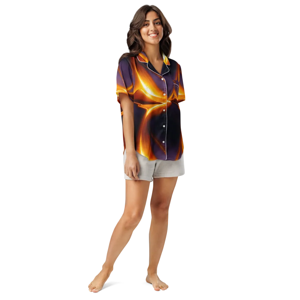 Molten Eclipse on Women's Short Sleeve Pajama Top — Front