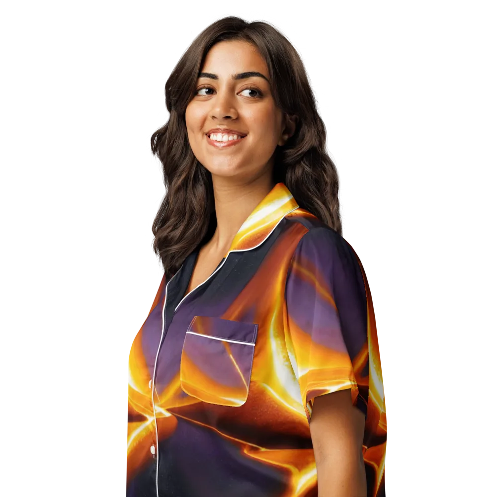 Molten Eclipse on Women's Short Sleeve Pajama Top — Left Front