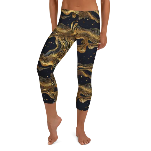 Midnight Goldflow on a Capri Leggings