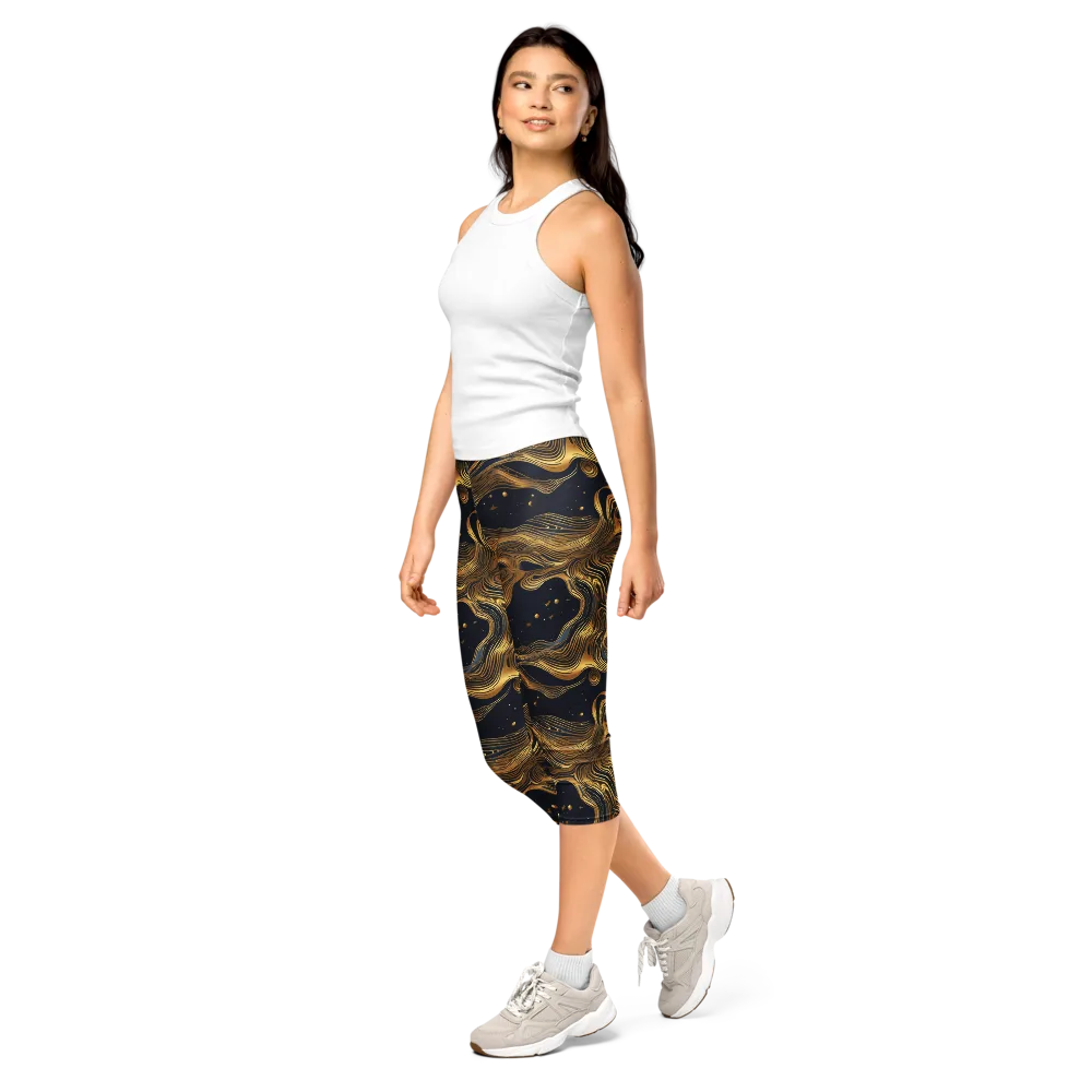 Midnight Goldflow on Capri Leggings — Left Front