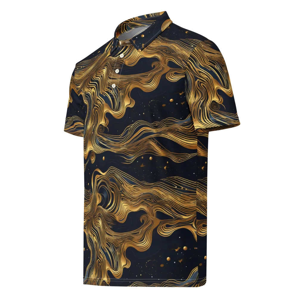 Midnight Goldflow on Men's Slim Fit Polo Shirt — Left Front