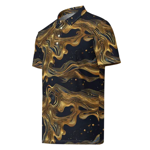 Midnight Goldflow on a Men's Slim Fit Polo Shirt