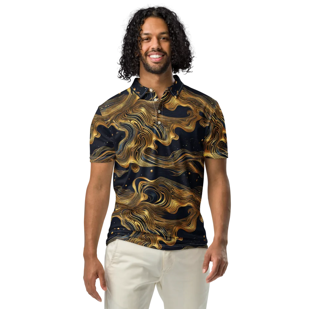 Midnight Goldflow on Men's Slim Fit Polo Shirt — Front