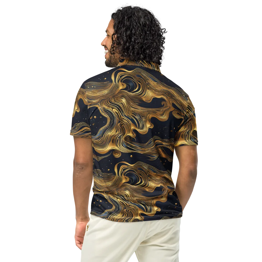Midnight Goldflow on Men's Slim Fit Polo Shirt — Back