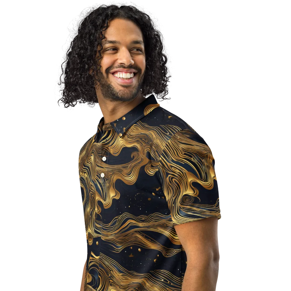 Midnight Goldflow on Men's Slim Fit Polo Shirt — Left Front