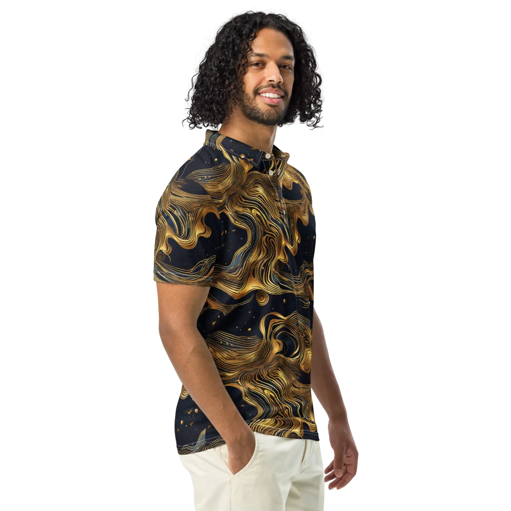 Midnight Goldflow on Men's Slim Fit Polo Shirt — Right Front