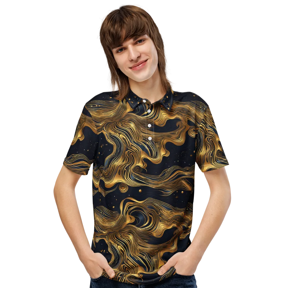 Midnight Goldflow on Men's Slim Fit Polo Shirt — Front