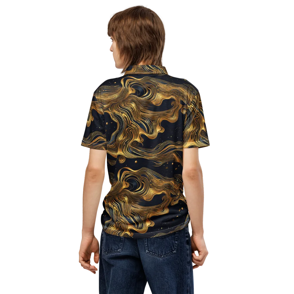 Midnight Goldflow on Men's Slim Fit Polo Shirt — Back
