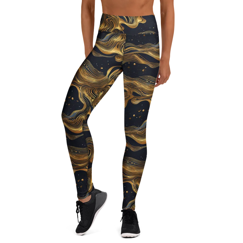 Midnight Goldflow on Yoga Leggings — Front