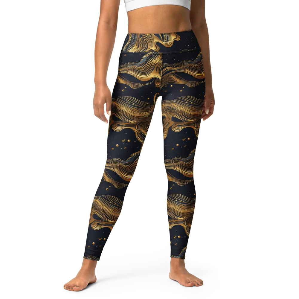 Midnight Goldflow on Yoga Leggings — Front