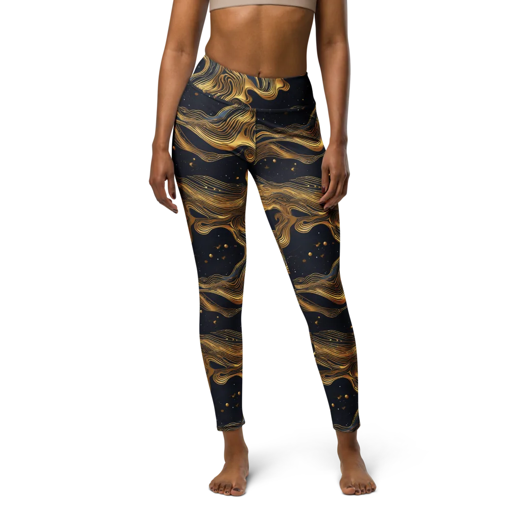 Midnight Goldflow on Yoga Leggings — Front