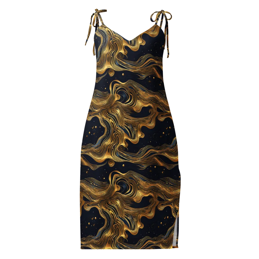 Midnight Goldflow on Slip Dress — Front