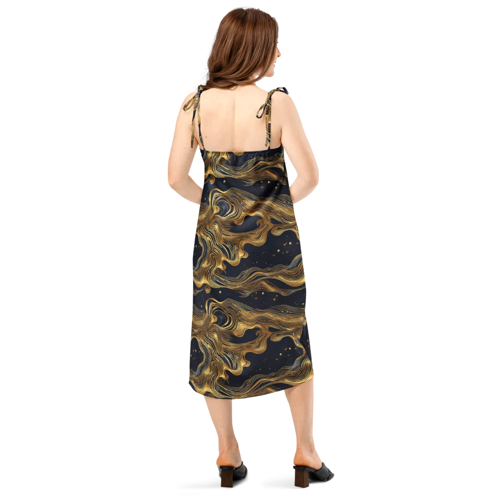 Midnight Goldflow on Slip Dress — Back