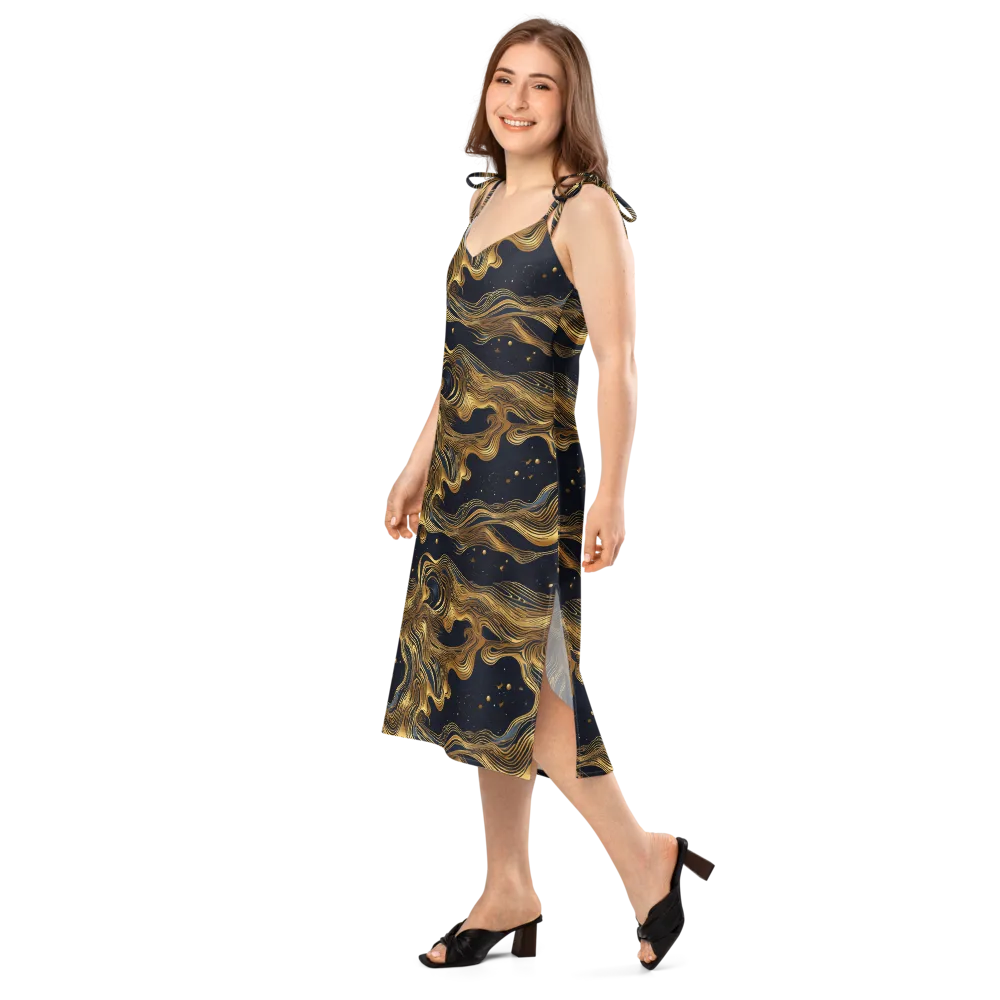 Midnight Goldflow on Slip Dress — Left Front